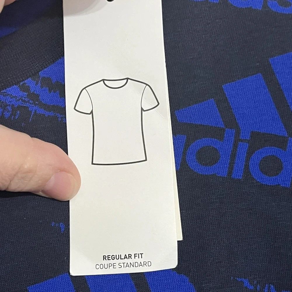 Adidas Essentials Brand love Tee T-shirt Blue & Black‎ Size Medium